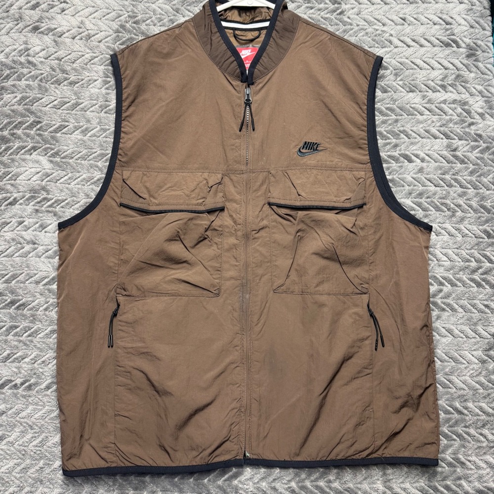 Nike Utility Vest Medium Brown Gorpcore Multi-Pocket Full Zip (1632)